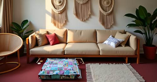 CRAFT KALA Indian Square Patchwork Traditional Pouf Cover Indian Living Room Poufs Decorative Embroidered Designer Ottoman Home Living Footstool Chair Cover Decor Pillow Cover 35 inches, Sky Blue - color: Sky Blue, size: 35"D x 35"W x 5"H