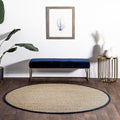 Nuloom Elijah Navy/Natural, 4' Round, Basketweave, Seagrass, Soft and Textured, High Traffic, Stain Resistant, Easy Clean, Durable Area Rug for Bedroom, Living Room, Dining, Den, Foyer, Entryway - color: Navy, size: 4' (Round)