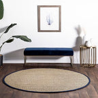 Nuloom Elijah Navy/Natural, 4' Round, Basketweave, Seagrass, Soft and Textured, High Traffic, Stain Resistant, Easy Clean, Durable Area Rug for Bedroom, Living Room, Dining, Den, Foyer, Entryway - color: Navy, size: 4' (Round)