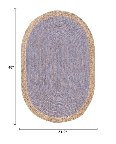 SAFAVIEH Natural Fiber Collection Area Rug - 2'6" x 4' Oval, Grey & Natural Brown, Handmade Jute, Braided Border Design (NF801F) - color: Grey/Natural, size: 2'6" x 4' (Oval)
