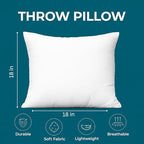 LANE LINEN 4 Pack 18x18 White Throw Pillow Inserts for Decorative Pillow Covers, Couch Pillows for Living Room, Fluffy Pillows for Bed - size: 18" x 18"
