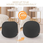 MeMoreCool Round Pouf Ottoman – 20x20x15 Inch Stuffed Footrest with Foam Filling, Dark Grey Small Circle Footstool for Living Room | Soft Teddy Fleece Cover | Washable Compact Floor Pouf - color: Teddy Dark Grey
