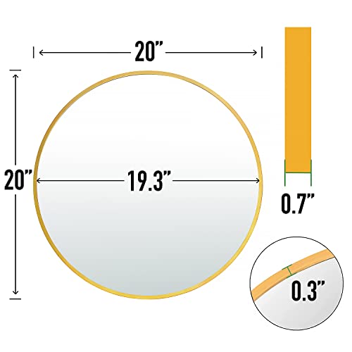 SCWF-GZ 20" Round Mirror Circle Wall Mounted Hanging or Against Wall Metal Frame Dressing Make-up Mirrors for Entryway Bedroom Bathroom Living Room 20 inch Gold - color: Gold, size: 20"L x 20"W