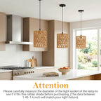Kifmurase 3Pcs Small Rattan Lamp Shade, Boho Shades, Vintage Hanging Light Shade, 5.9" H x 4.7" D Cylinder Woven LampShades for Floor Lamps Pendant Light Chandelier Wall Sconces Light Fixture