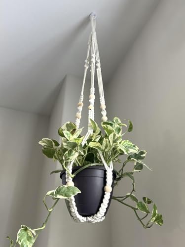 Hanging Planter Holder, Bohemian Plant Hanger, Hanging Planter for Indoor Plants (Beige)