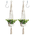 2 Pack Macrame Plant Hangers, Hanging Planters Indoor Outdoor Handmade Cotton Rope Hanging Plant Pot Durable Flower Pots Holder for Home Garden Balcony Ceiling Decorations with 2 Hooks(White) - style: Style5-2 Pack