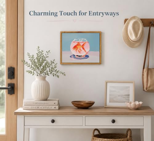 Framed Vintage Goldfish Canvas Wall Art Eclectic Goldfish in Fish Tank Poster Print Pink Preppy Aesthetics Picture Elegant Painting Wall Decor for Living Room Bedroom Dorm Bathroom 8x10in - color: Goldfish, size: 10"L x 8"W