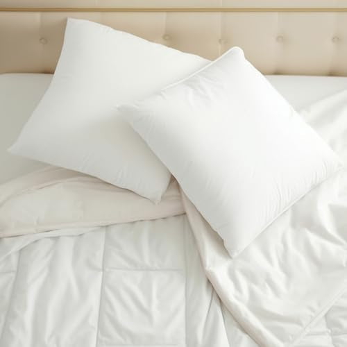 OKBA Throw Pillows Insert Set of 2, with 100% Cotton Cover, Bed and Couch - Indoor Hotel Decorative Pillows, 26x26 in White Pillows Inserts - size: 26x26 Inch (Pack of 2)