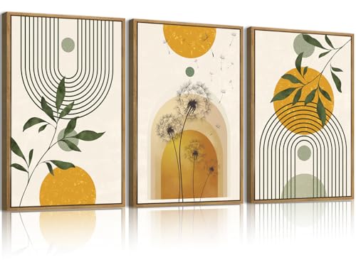 ANHUIB Boho Minimalist Canvas Wall Art 16x24 Inch Dandelion Plant Wall Decor Modern Geometric Artwork Abstract Line Botanical Painting Set if 3 for Living Room Bedroom Dining Room - color: Boho Botanical, size: 24"L x 16"W