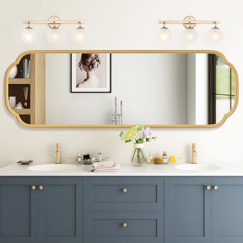 Ferytange 48"x16" Gold Door Mirror Full Length Over The Door with Non-Rusting Metal Frame, Modern Full Body Mirror Bedroom Closet Bathroom - color: Gold, size: 48"L x 16"W