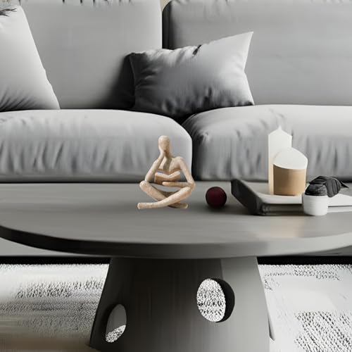 Creative Aesthetic Character Reading Thinker Decoration for Living Room Study Wine Cabinet Stylish Shelf Housewarming Gift,Abstract Accessories for Bar Coffee Shop Decor Ornaments,Beige-A