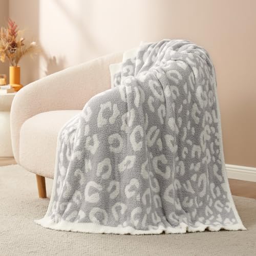 Snuggle Sac Leopard Throw Blanket for Couch Bed Sofa 50x60 inches, Reversible Grey Leopard Blanket Ultra Soft Cozy Blankets for Women Mothers Birthday Gifts - color: Leopard Grey, size: Throw(50"x60")