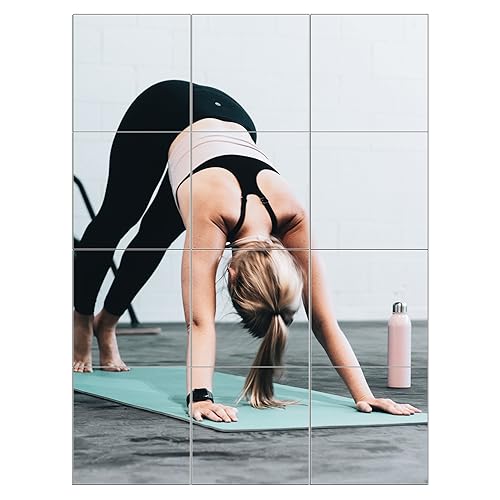 Ruomeng Home Gym Mirror Tiles - 10" x 10" x 12Pcs Full Length Mirror Tiles Glass Frameless Wall Mirror for Home Gym, Bedroom, Door & Bathroom - size: 10"x10"-12pcs