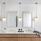 KCO Lighting Mid Century Modern Milk Glass Pendant Light Large White Globe Hanging Light Gold Ceiling Light Fixture 1 Light Pendant Lighting Brushed Brass Hanging Light Fixture - color: White