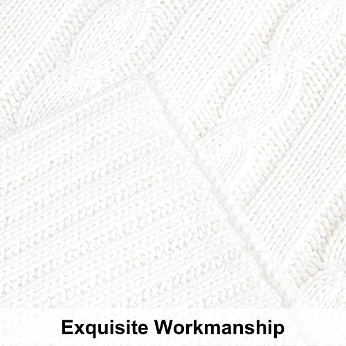 NTBAY 100% Pure Cotton Cable Knit Throw Blanket, Super Soft Warm 51x67 Knitted Throw Blanket for Couch, Sofa, Chair, Bed - Extra Cozy, Machine Washable, Comfortable Home Decor, White - color: White, size: Throw(51"x67")