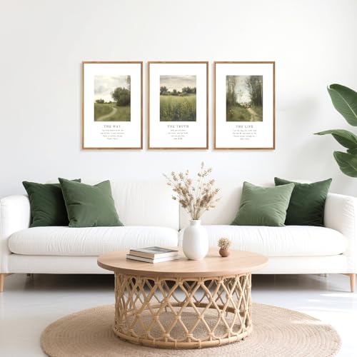 CHDITB christian Framed Canvas Wall Art, Inspirational Scripture Wall Decor, vintage Nature religious Pathway Wall Painting, Neutral the truth Bible verse Art Prints for Zen Prayer Decor 12”X16”x3 - color: Bible wall art 2