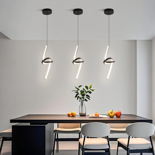 ADISUN Modern LED Pendant Light, Spiral Pendant Lights Kitchen Island, 4500K Neutral Light, Adjustable Height, Pendant Light Fixtures for Living Room Bedroom Hanging Light(Black) - color: Black-Neutral