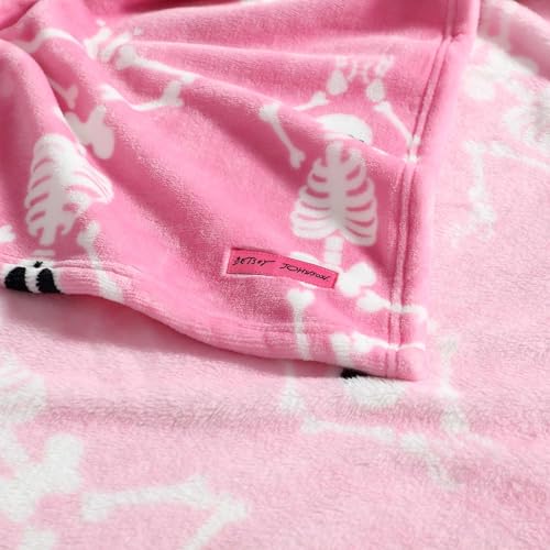 Betsey Johnson - Blanket, Buttery-Soft Throw Blanket for Couch or Bed, Boldly Plush & Oversized Bedding (Yoga Skeleton Pink, 50" x 70") - color: Yoga Skeleton Pink