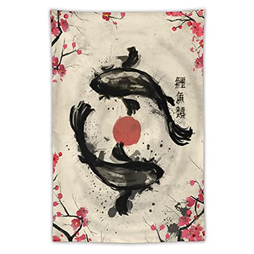 JOKIMAL Japanese Koi Fish Wall Art Tapestry Yin Yang Poster Tapestry 40"x60" for LivingRoom, Bedroom Decor - color: Koi Fish