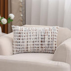 LUOYEHK Boho Throw Pillow Covers 12x20 Inch Set of 2 Farmhouse Neutral Pillow Covers Chenille Tufted Pillowcase for Couch Sofa Bed Living Room, Brown White - color: Brown White, size: 20" x 12" (Pack of 2)