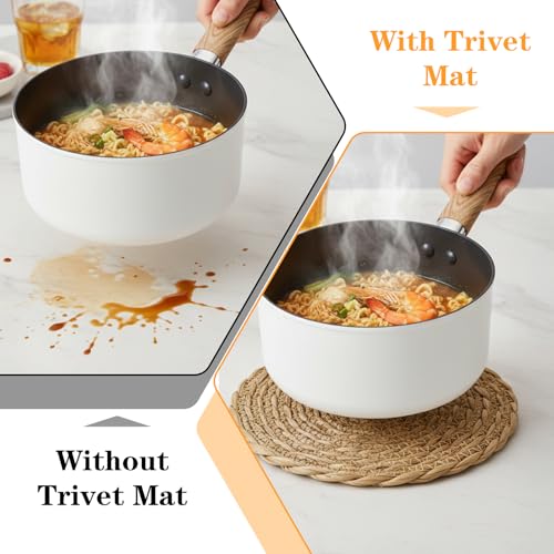 3Pcs Boho Trivets for Hot Dishes, 8 Inch Heat Resistant Hot Pads, Braided Pot Holders for Kitchen Countertop, Farmhouse Boho Decor with Storage Basket