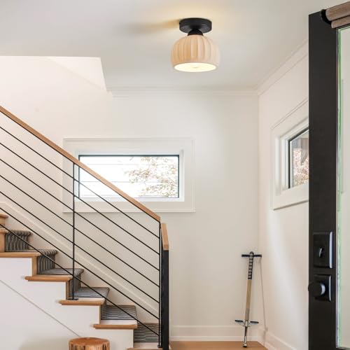 2 Pack Ceramic Semi Flush Mount Ceiling Light,Vintage Black Hallway Light Fixtures, White Globe Ceiling Lights,Mid Century Small Chandelier Light Fixture for Cottage Entryway Laundry Room Kitchen - color: Frosted Ceramic-Black