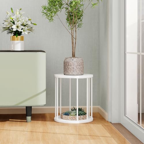 Plant Stand Indoor,small plant stool,Flower Pot Corner stand holder,Mid Century Heavy Duty Metal Tall Home Decor,Modern Round End Table,Small Rustic Display Stand for Living Room,Bedroom(White,14In) - color: 35cm white