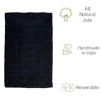 Super Area Rugs Farmhouse Jute Braided Rug - Reversible Natural Fiber- Eco Friendly Rug for Living Room - Kitchen - Entryway Hand Woven, Black, Rectangle 3' X 5' - color: Black, size: 3' x 5' (Rectangular)