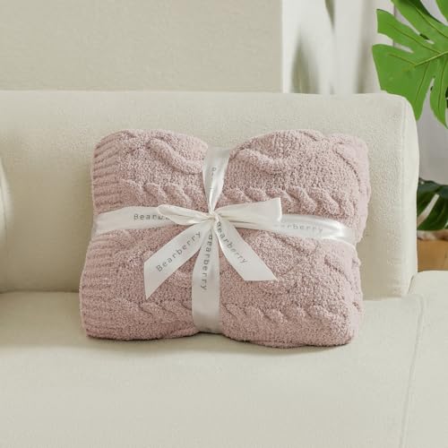 bearberry Plush Fleece Blanket Ultra Cozy & Warm Cable Knit - Machine Washable Throw for Living Room, Bedroom, Office | Lightweight Fuzzy Blanket for Adults, Kids, Pets (Beige, 40”x50”) - color: Cable Knit Beige, size: Kids(40″x50″)
