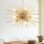 24" Modern Golden Sputnik Chandelier 9-Lights Mid-Century Modern Luxury Starburst Chandelier Gold Solid Metal Satellite Sputnik Chandeliers for Dining Room, Kitchen, Bedroom, Living Room - color: Golden 24" 9-Light