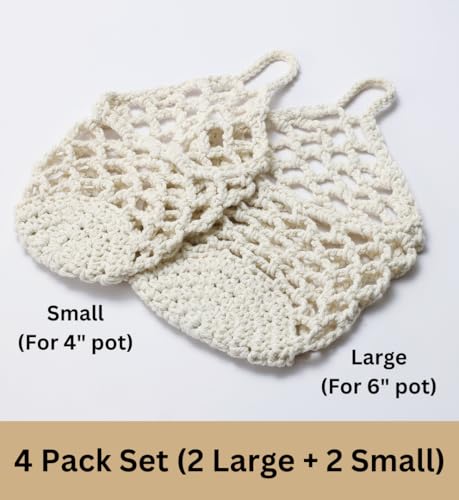 4 Packs Hanging Planters for Indoor Plants, Wall Plant Holder | Plant Hanger Indoor, Wall Planters for Indoor Plants, Hanging Plant (4PK, 2 Large + 2 Small) - color: Beige X 4pc