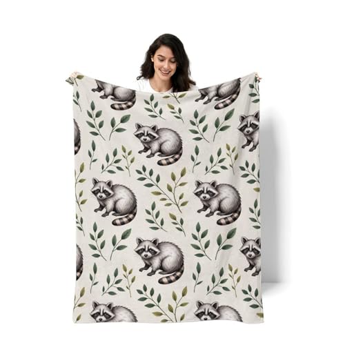 Raccoon Pattern Blanket, Cute Animal Flannel Throw Blanket for Couch Bed Or Chair, Luxury Lightweight Comfy Blankets Home Decor Gift(1)(2)(3) 30x40in(76 * 102cm) - color: Style-2, size: 30x40in(76*102cm)