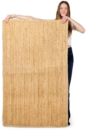 BIRDROCK HOME 3x5 Jute Rug – All-Natural, Soft & Durable – Perfect for Entryways, Kitchens, or Layering – Classic Neutral Tones, Handcrafted & Braided