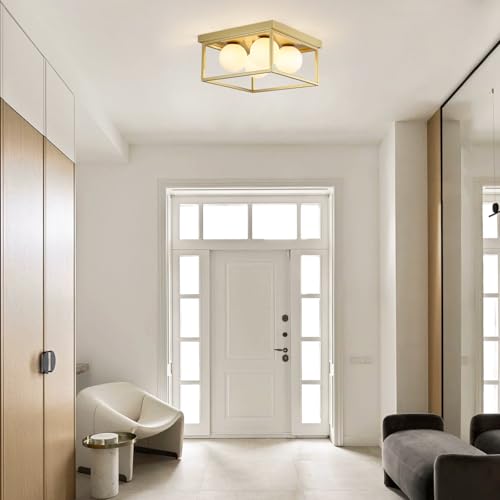 Flush Mount Ceiling Light Fixtures,4-Light Gold Semi Flush Mount Ceiling Light,12.6" Mid Century Light Fixture for Hallway Kitchen Entryway Bedroom Living Room - color: 4 Light Gold