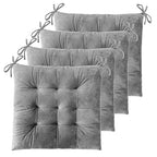 ELFJOY 4 Pack Chair Cushions for Dining Chairs Chair Pads Cushion for Kitchen Office Tufted Square Seat Cushion with Ties (16" Grey Velvet) - color: Grey