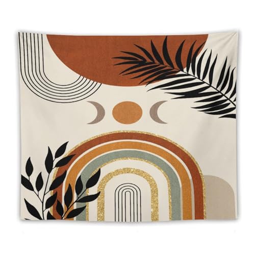 Boho Leaf Tapestry,Bohemian Mid Century Palm Tropical Leaf Abstract Modern Minimalism Geometric Wall Hanging Neutral Home Decor Art for Living Room Bedroom Dorm 40"x30" - color: Boho Leaf-10, size: W40xL30in