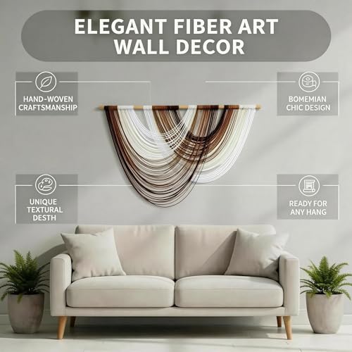 Large Macrame Wall Hanging Macrame Wall Decor Tapestry For Headboard Bedroom Livingroom Boho Fiber Home Art (Brown-A) - color: Brown-A