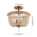 JONATHAN Y 14" Antique Gold/Light Taupe Wood Beaded LED Semi Flush Mount Light, Boho Farmhouse 3-Light Ceiling Chandelier with Cream Wood Bead Shade for Nursery, Bedroom (JYL9020C) - color: Antique Gold/Light Taupe