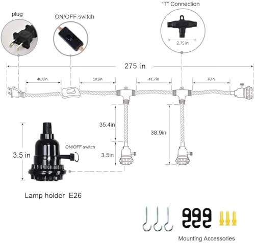 Triple Plug in Pendant Lights with Cord Hanging Lamp Kit with Switch 23 Ft Long Hemp Rope Farmhouse Pndant Light Cord Lighting Fixture Kits DIY Hanging Light - color: Yellow
