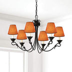 Small Lamp Shade Set of 6 Chandelier Shades 3" X 6" X 5" Burlap Lampshade Clip On Bulb Farmhouse Chandelier Shade - color: Natural