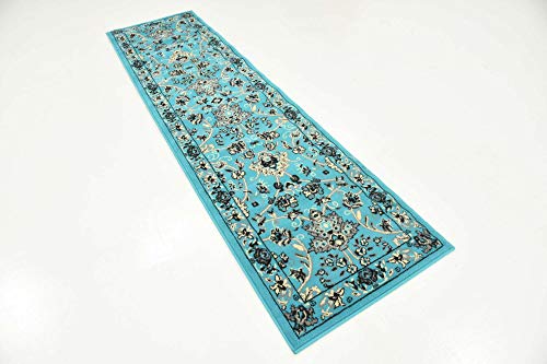 Unique Loom Sialk Hill Collection Area Rug - Washington (2' 2" x 8' 2" Runner Turquoise/Black) - color: Turquoise/Black, size: 2'2" x 8'2" (Runner)