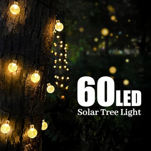 Solar String Lights, Small Crystal Ball ，Outdoor String Light 60 LED 40ft 8 Lighting Modes Waterproof Solar Powered Patio Solar Light for Garden Yard Porch Wedding Party Decor (Warm White) - color: Warm White