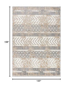Rugshop Distressed Geometric Indoor/Outdoor Beige Area Rug Modern Tribal Stripe, Durable Stain Resistant Perfect for Patio, Backyard, Deck and Outdoor Lounge 10' x 14' - size: 10' x 14' (Rectangular)