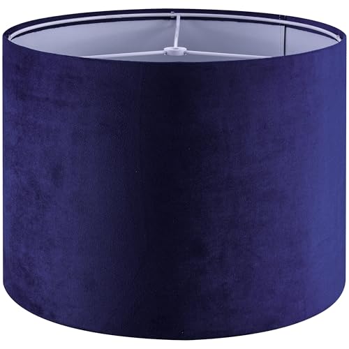 Dark Blue Velvet Drum Lamp Shade Modern Lampshade 13``Top×13``Bottom×10``High(Spider) Medium Lamp Shade for Table & Bedside Lamp Replacement Lampshades in Hand Crafted - By GO&SO - color: Blue, size: 13*13*10 inch-1 Pack