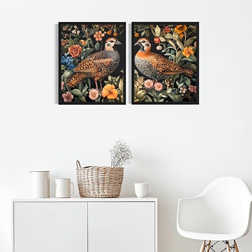 Quails William Morris Wall Art Poster Prints, Vintage Flowers Tapestry, Floral Decor for Living Room, Bedroom, Office, Bathroom AA12 (Quails, 18 x 24 inches (2 Panels), Unframed) - color: Quails, size: 18 x 24 inches (2 Panels)