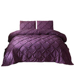 Feelyou Pintuck Duvet Cover Set Queen Size Purple Pinch Pleat Duvet Cover Tufted Design Bedding Set Zipper Soft Polyester Comforter Cover with 2 Pilllow Shams, Solid Geometric 3 Pieces - color: Purple, size: Queen