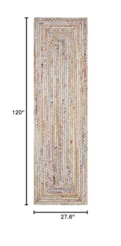 SAFAVIEH Cape Cod Collection Runner Rug - 2'3" x 10', Beige & Multi, Handmade Jute & Cotton, Woven Braided Design (CAP202B)