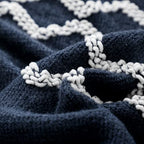 BOURINA Fluffy Chenille Knitted Fringe Throw Blanket Lightweight Soft Cozy for Bed Sofa Chair Throw Blankets, Navy 50" x 60" - color: A-navy, size: 50"×60"