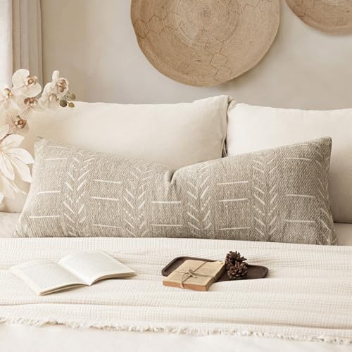 Home Décor Decorative Boho Chenille Throw Pillow Covers Textured Neutral Cozy Cushion Covers Soft Farmhouse Body Pillowcase for Couch Sofa Chair Bed Living Room, 14×36 Inch, 1 Piece, Beige - color: Beige, size: 36" x 14" (Pack of 1)