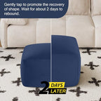 MeMoreCool Square Stuffed Pouf Ottoman Foot Rest, Floor Pouf Foot Stool with Foam Chunk Filling, Soft Stuffed Ottoman Footrest for Living Room, Navy - color: Grid Navy